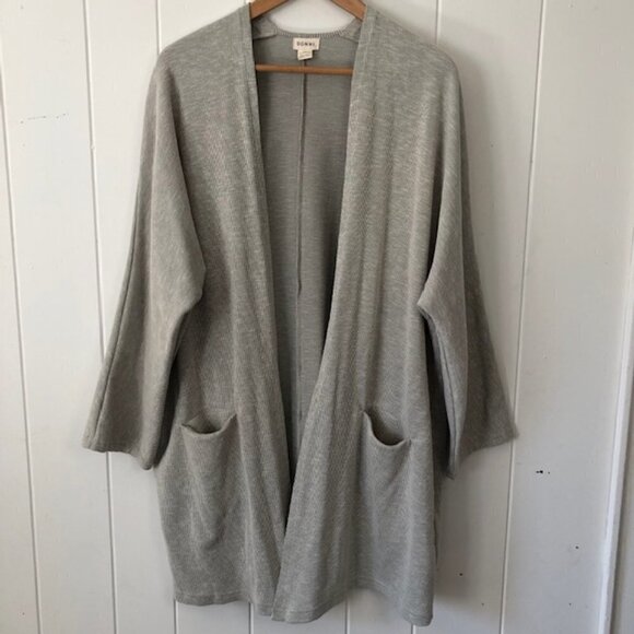 Donni Womens Cardigan Gray & Cream Ribbed Sweater O/S - Picture 1 of 10